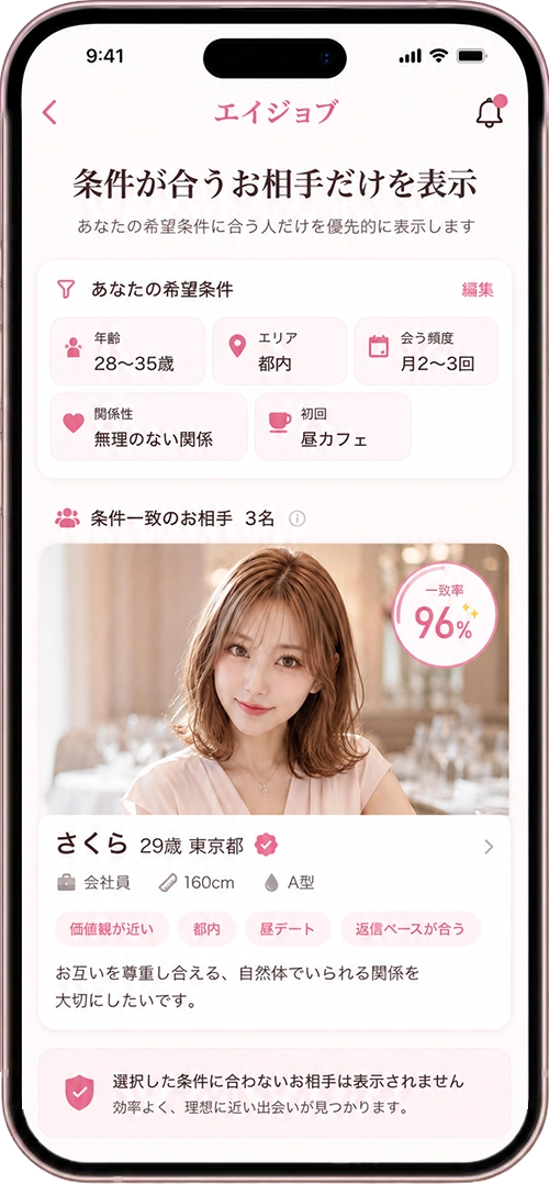条件が合う相手だけに絞れる